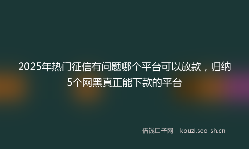 2025年热门征信有问题哪个平台可以放款，归纳5个网黑真正能下款的平台
