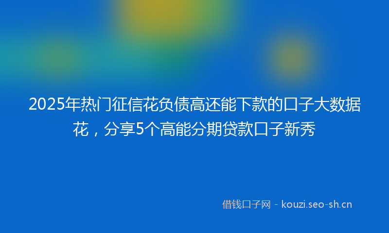 2025年热门征信花负债高还能下款的口子大数据花，分享5个高能分期贷款口子新秀