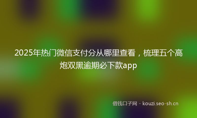 2025年热门微信支付分从哪里查看，梳理五个高炮双黑逾期必下款app