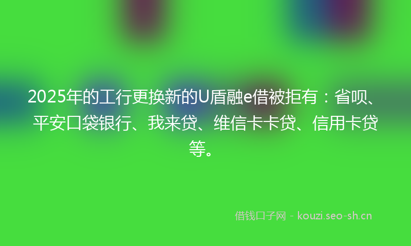 2025年的工行更换新的U盾融e借被拒有：省呗、平安口袋银行、我来贷、维信卡卡贷、信用卡贷等。