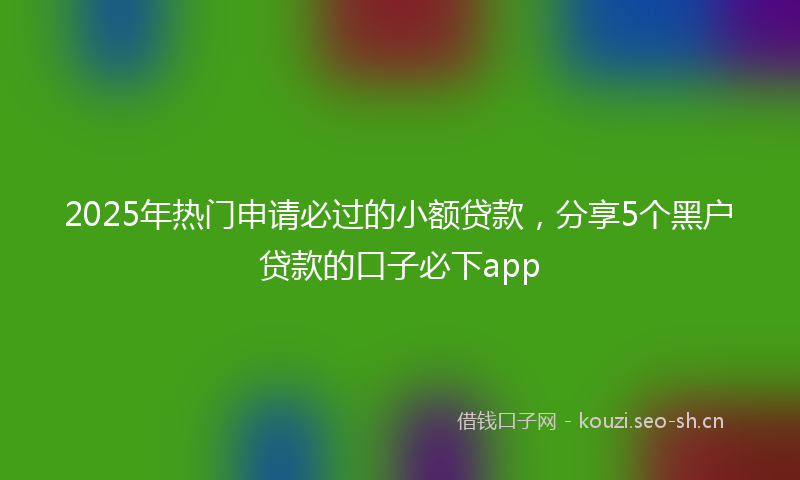 2025年热门申请必过的小额贷款，分享5个黑户贷款的口子必下app