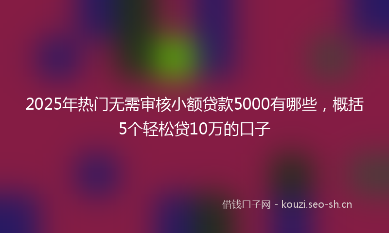 2025年热门无需审核小额贷款5000有哪些，概括5个轻松贷10万的口子