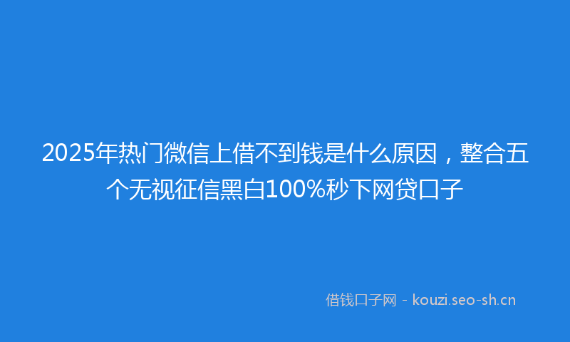 2025年热门微信上借不到钱是什么原因，整合五个无视征信黑白100%秒下网贷口子