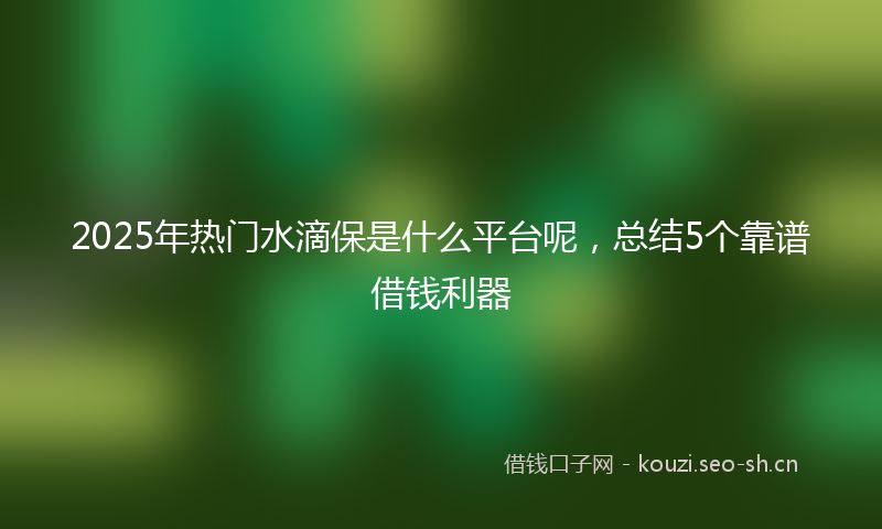 2025年热门水滴保是什么平台呢,总结5个靠谱借钱利器