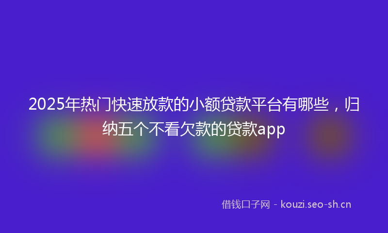 2025年热门快速放款的小额贷款平台有哪些，归纳五个不看欠款的贷款app