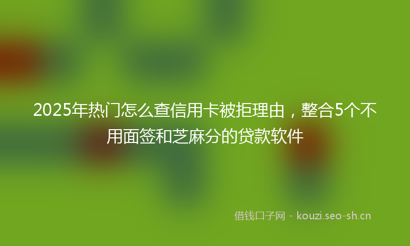 2025年热门怎么查信用卡被拒理由，整合5个不用面签和芝麻分的贷款软件