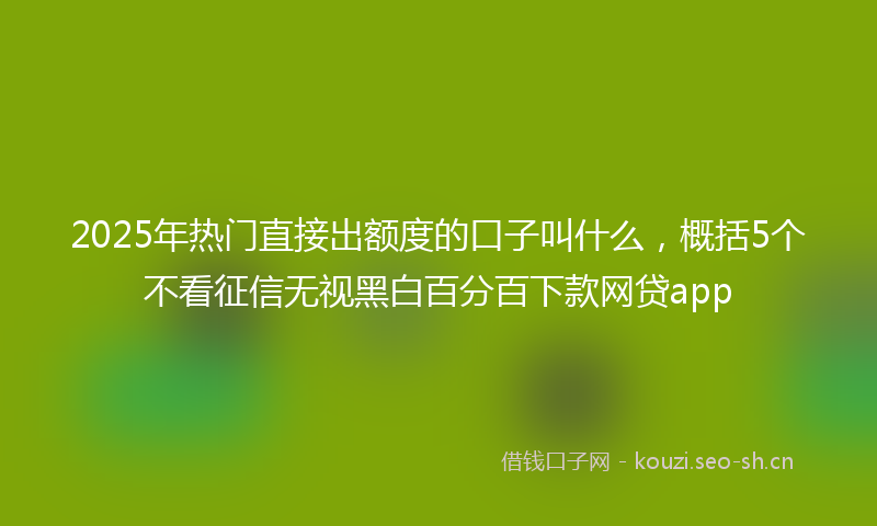 2025年热门直接出额度的口子叫什么，概括5个不看征信无视黑白百分百下款网贷app