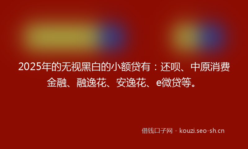 2025年的无视黑白的小额贷有：还呗、中原消费金融、融逸花、安逸花、e微贷等。