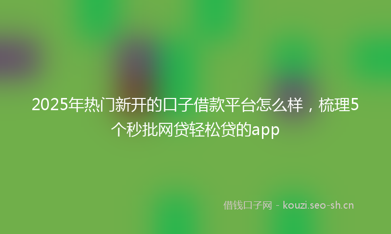 2025年热门新开的口子借款平台怎么样，梳理5个秒批网贷轻松贷的app