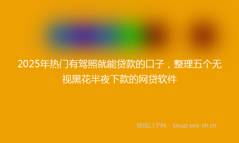 2025年热门有驾照就能贷款的口子，整理五个无视黑花半夜下款的网贷软件