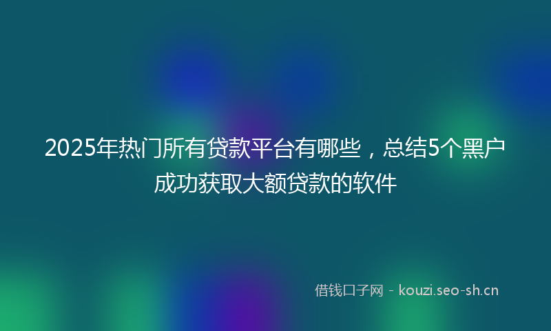 2025年热门所有贷款平台有哪些,总结5个黑户成功获取大额贷款的软件