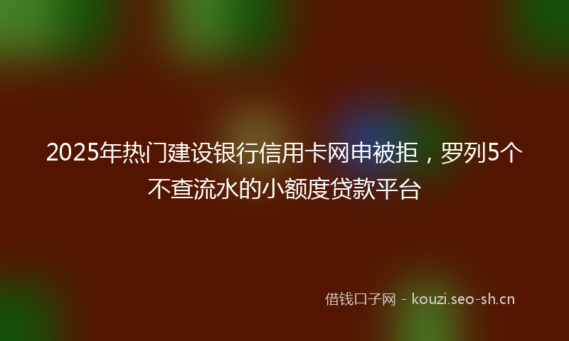 2025年热门建设银行信用卡网申被拒,罗列5个不查流水的小额度贷款平台