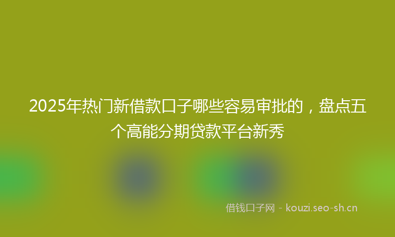 2025年热门新借款口子哪些容易审批的，盘点五个高能分期贷款平台新秀