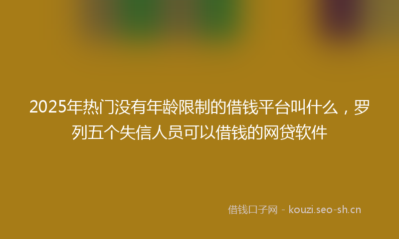 2025年热门没有年龄限制的借钱平台叫什么，罗列五个失信人员可以借钱的网贷软件