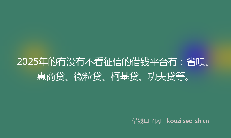 2025年的有没有不看征信的借钱平台有：省呗、惠商贷、微粒贷、柯基贷、功夫贷等。