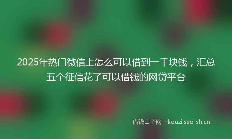 2025年热门微信上怎么可以借到一千块钱，汇总五个征信花了可以借钱的网贷平台
