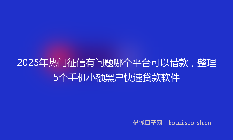 2025年热门征信有问题哪个平台可以借款，整理5个手机小额黑户快速贷款软件