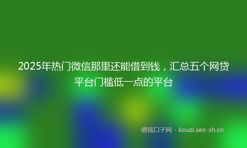 2025年热门微信那里还能借到钱，汇总五个网贷平台门槛低一点的平台