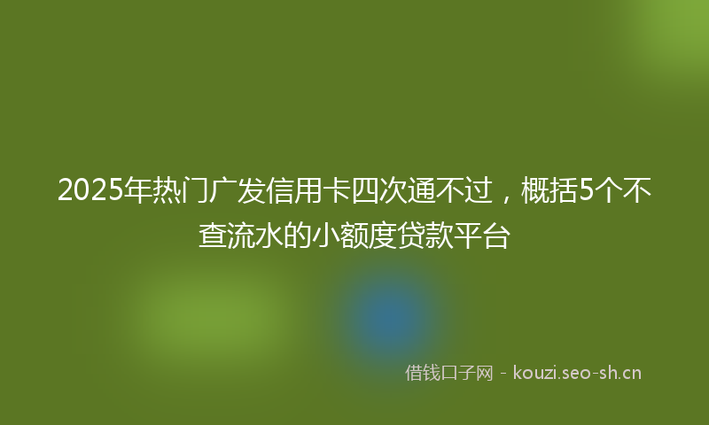 2025年热门广发信用卡四次通不过,概括5个不查流水的小额度贷款平台
