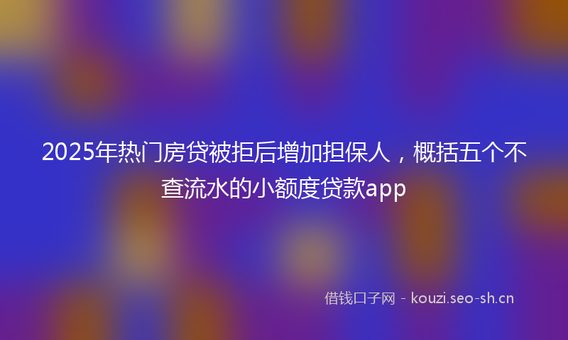 2025年热门房贷被拒后增加担保人，概括五个不查流水的小额度贷款app