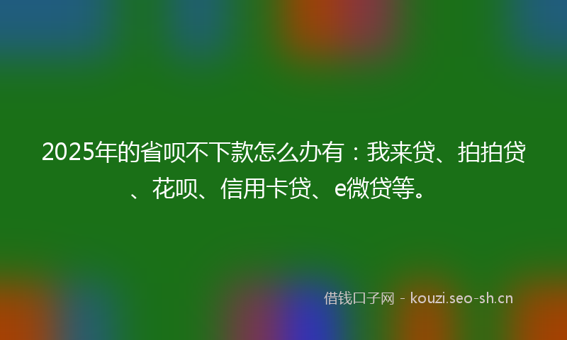 2025年的省呗不下款怎么办有：我来贷、拍拍贷、花呗、信用卡贷、e微贷等。