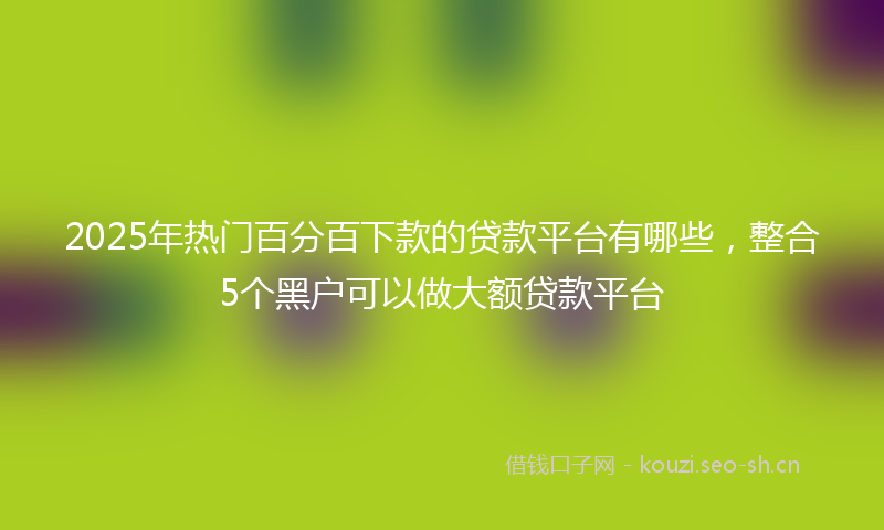 2025年热门百分百下款的贷款平台有哪些，整合5个黑户可以做大额贷款平台