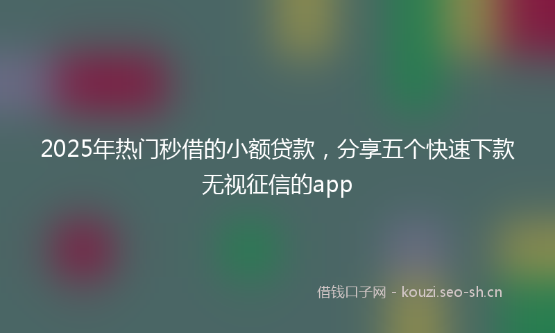 2025年热门秒借的小额贷款，分享五个快速下款无视征信的app