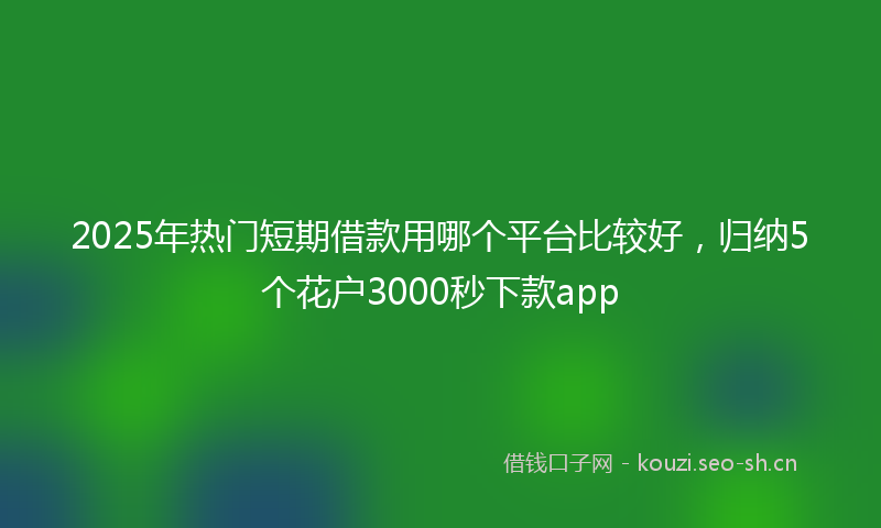 2025年热门短期借款用哪个平台比较好，归纳5个花户3000秒下款app