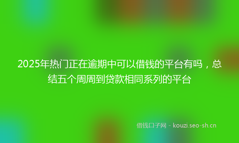 2025年热门正在逾期中可以借钱的平台有吗，总结五个周周到贷款相同系列的平台