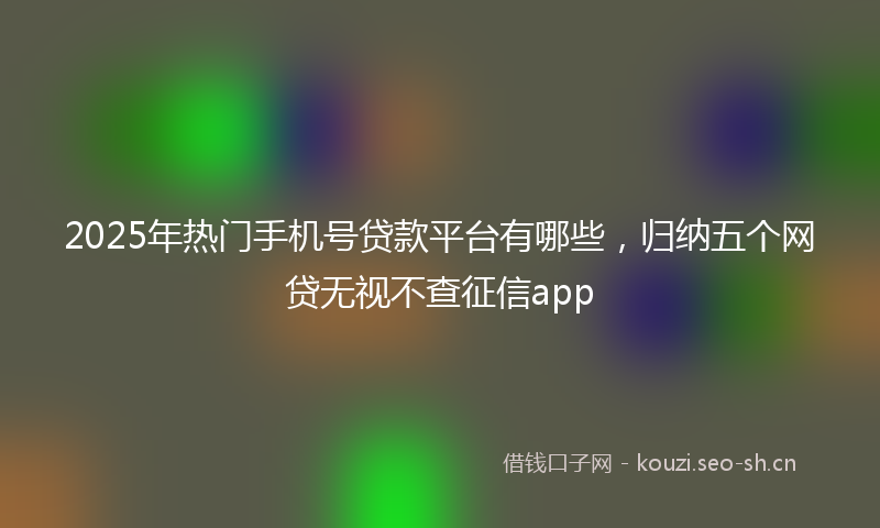2025年热门手机号贷款平台有哪些,归纳五个网贷无视不查征信app