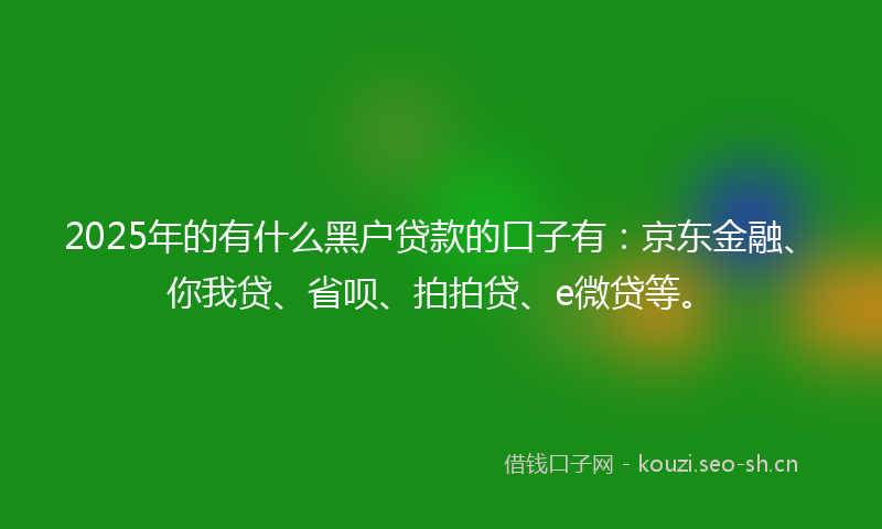 2025年的有什么黑户贷款的口子有：京东金融、你我贷、省呗、拍拍贷、e微贷等。