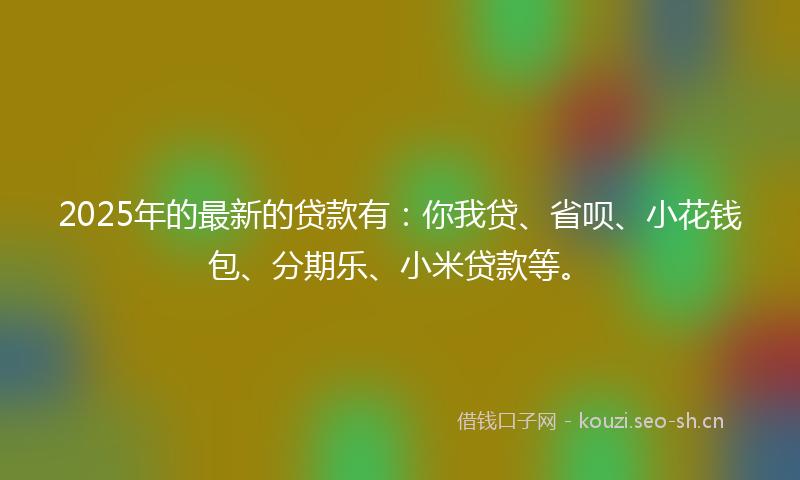 2025年的最新的贷款有：你我贷、省呗、小花钱包、分期乐、小米贷款等。