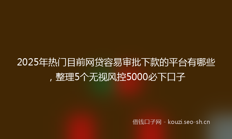 2025年热门目前网贷容易审批下款的平台有哪些，整理5个无视风控5000必下口子