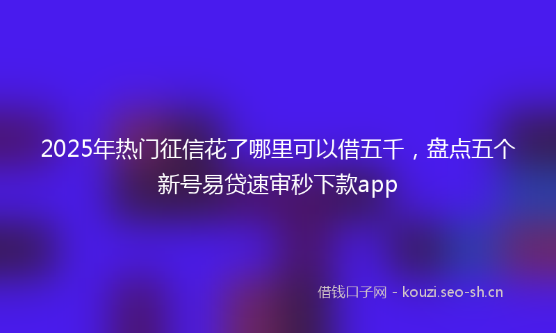 2025年热门征信花了哪里可以借五千，盘点五个新号易贷速审秒下款app