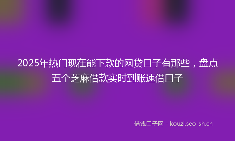 2025年热门现在能下款的网贷口子有那些，盘点五个芝麻借款实时到账速借口子
