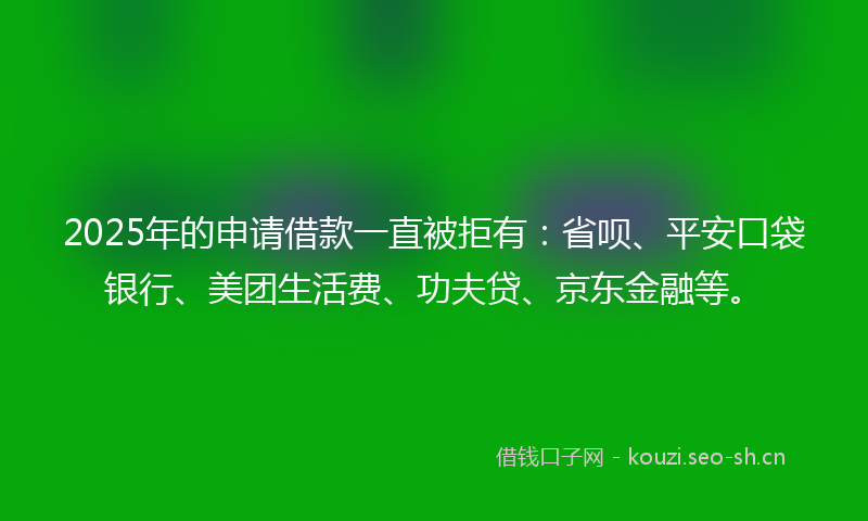 2025年的申请借款一直被拒有：省呗、平安口袋银行、美团生活费、功夫贷、京东金融等。
