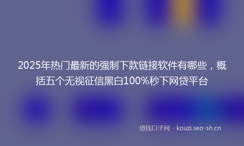 2025年热门最新的强制下款链接软件有哪些，概括五个无视征信黑白100%秒下网贷平台