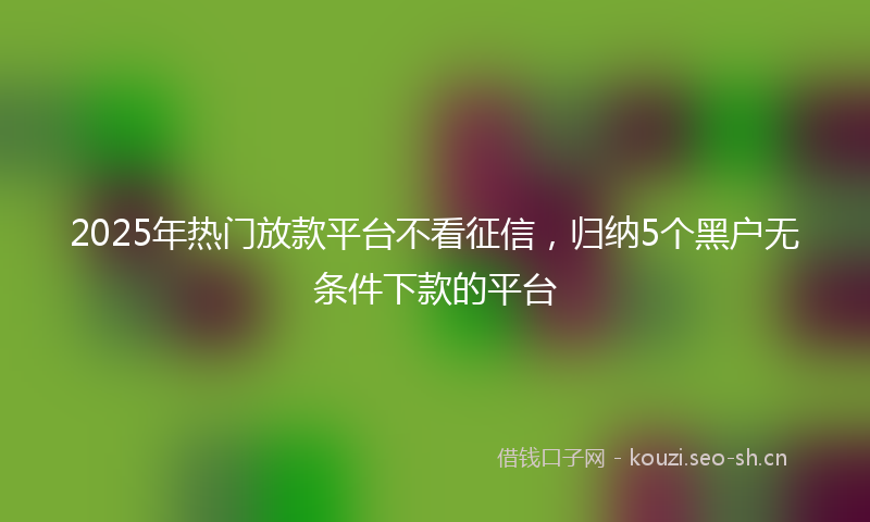 2025年热门放款平台不看征信，归纳5个黑户无条件下款的平台