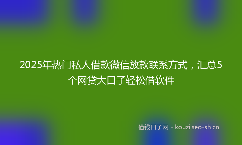 2025年热门私人借款微信放款联系方式，汇总5个网贷大口子轻松借软件