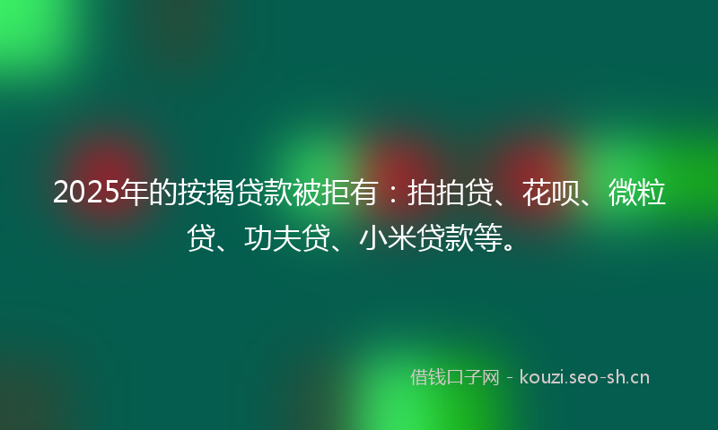 2025年的按揭贷款被拒有：拍拍贷、花呗、微粒贷、功夫贷、小米贷款等。