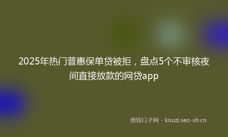 2025年热门普惠保单贷被拒，盘点5个不审核夜间直接放款的网贷app