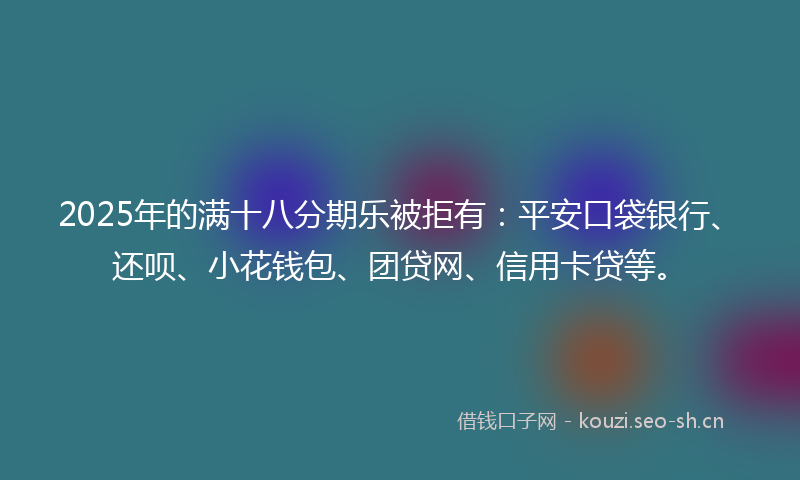 2025年的满十八分期乐被拒有：平安口袋银行、还呗、小花钱包、团贷网、信用卡贷等。