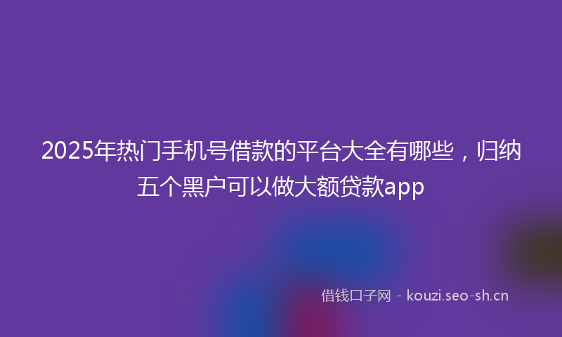 2025年热门手机号借款的平台大全有哪些，归纳五个黑户可以做大额贷款app