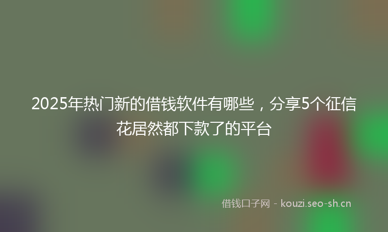 2025年热门新的借钱软件有哪些，分享5个征信花居然都下款了的平台