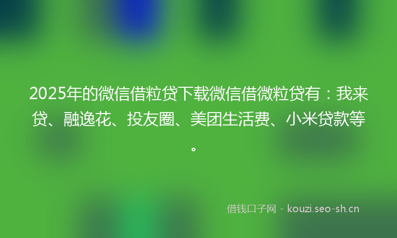 2025年的微信借粒贷下载微信借微粒贷有：我来贷、融逸花、投友圈、美团生活费、小米贷款等。