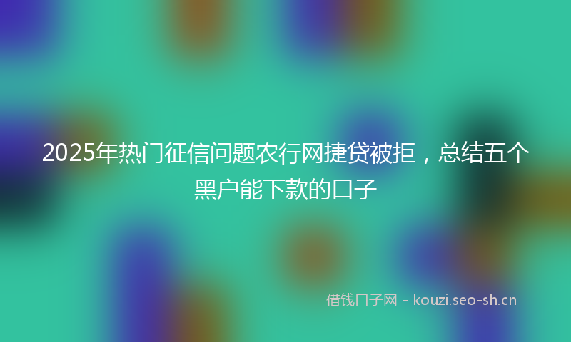 2025年热门征信问题农行网捷贷被拒，总结五个黑户能下款的口子