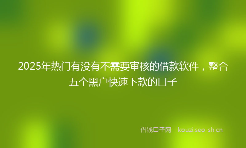2025年热门有没有不需要审核的借款软件，整合五个黑户快速下款的口子