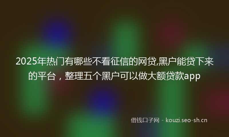 2025年热门有哪些不看征信的网贷,黑户能贷下来的平台，整理五个黑户可以做大额贷款app