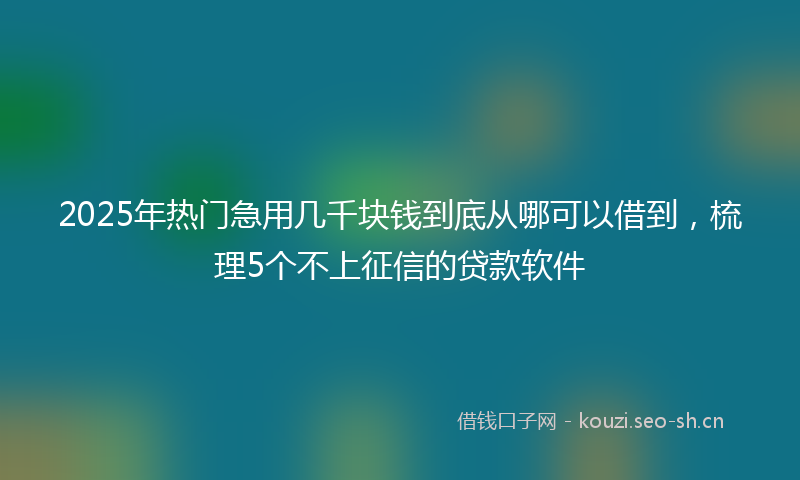 2025年热门急用几千块钱到底从哪可以借到，梳理5个不上征信的贷款软件