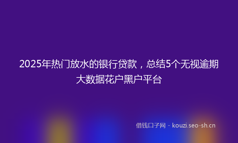 2025年热门放水的银行贷款，总结5个无视逾期大数据花户黑户平台